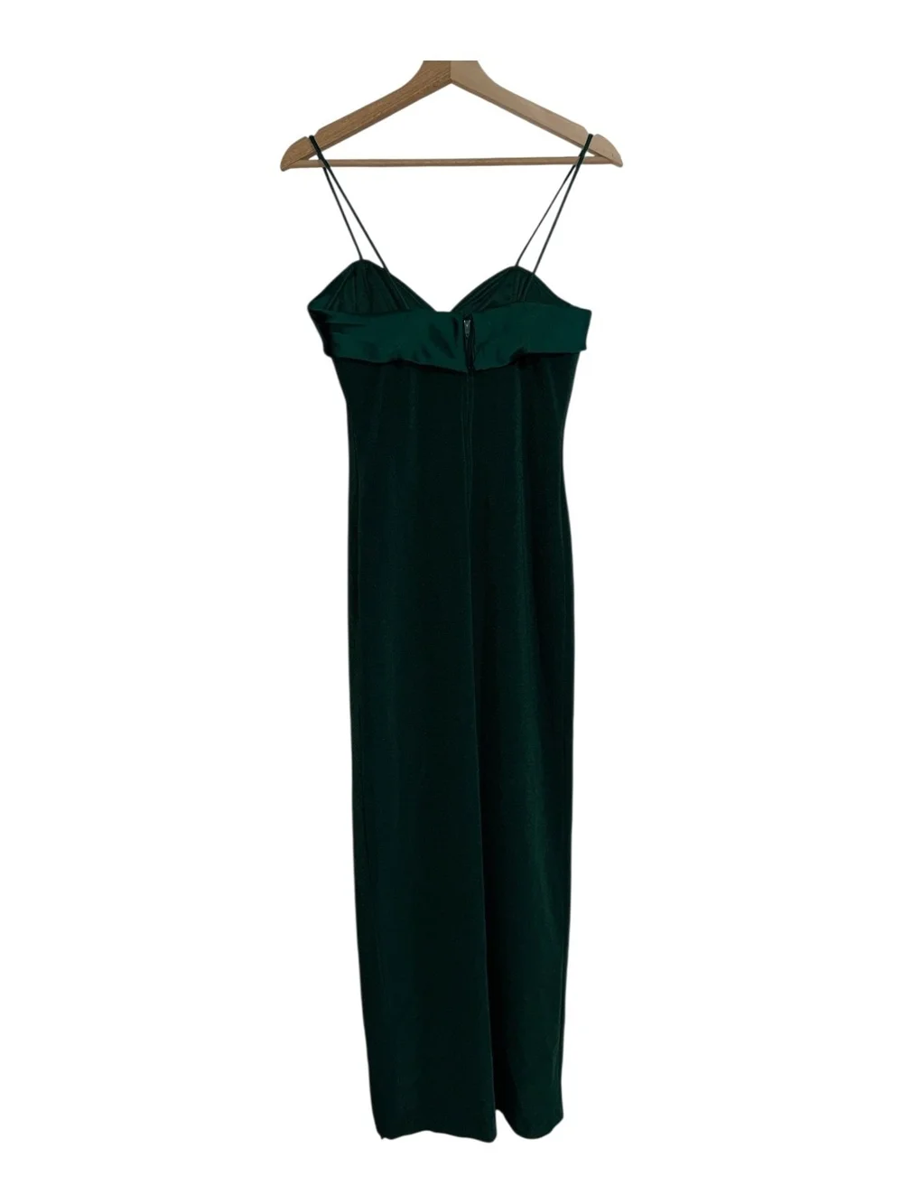Vintage‎ Deep Green Spaghetti Strap Maxi Dress with Gold Buttons